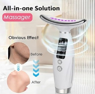 LED Neck & Face Beauty Massager – Skin Tightening Anti-Wrinkle Device | Jawline Lifting & Double Chin Remover